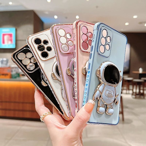Plating Astronaut Stand Case för Samsung Galaxy S24 Ultra, Mjuk Tpu Anti-drop Protetcive Cover Med 3d Astronaut Dold Stativ