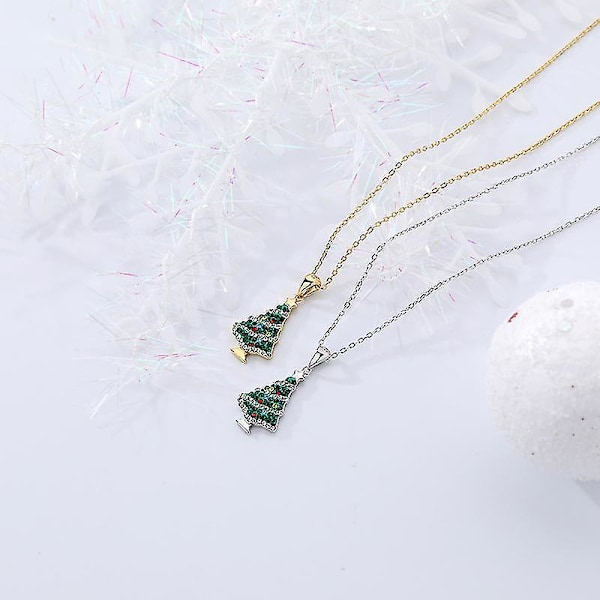 Set of 2pcs Christmas Tree Necklace for Women