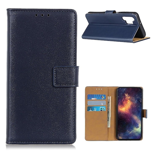 For Samsung Galaxy A32 5G/M32 5G Cover Wallet Stand Flip Leather Phone Case - Dark Dark Blue