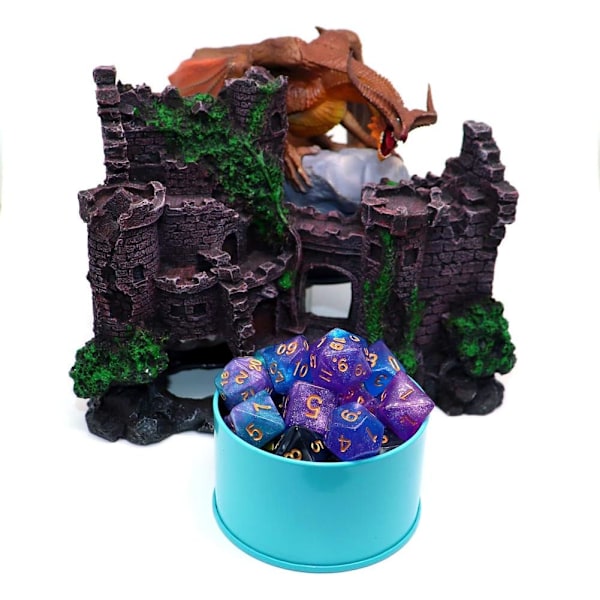 Sininen ja violetti Dungeons & Dragons -nopan setti, monisivuinen nopan setti roolipeleihin, pöytäpeleihin
