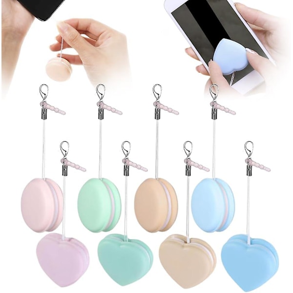 8pcs Macaron Phone Screen Cleaner, Macaron Mobile Phone Screen Cleaning Wipe Balls, Cute Cell Phone Screen Wipe Pendant