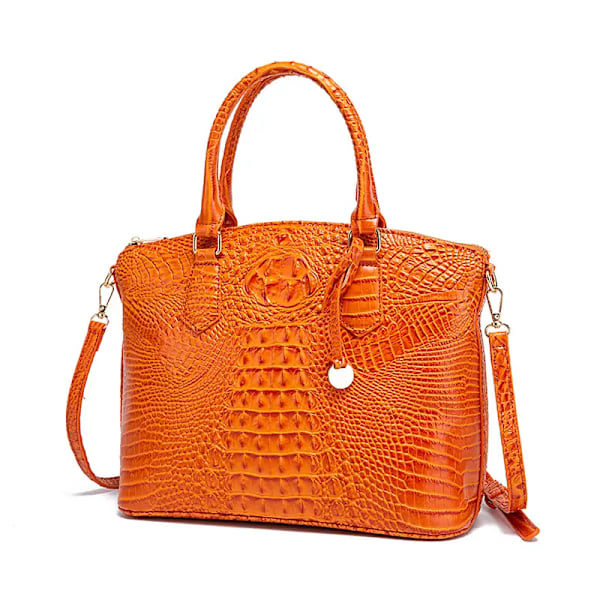 Elegant Crocodile Pattern Tote Bag with Double Handles and Zipper - Perfect for Office and Work