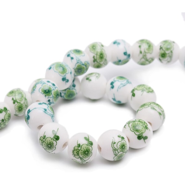 20 stk. 10 mm runde keramiske perler for DIY håndverk armbånd smykkelaging