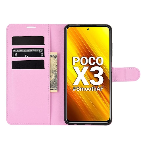 Litchi Skin Lompakko Nahkainen Jalusta Kotelo Xiaomi Poco X3 NFC/Poco X3