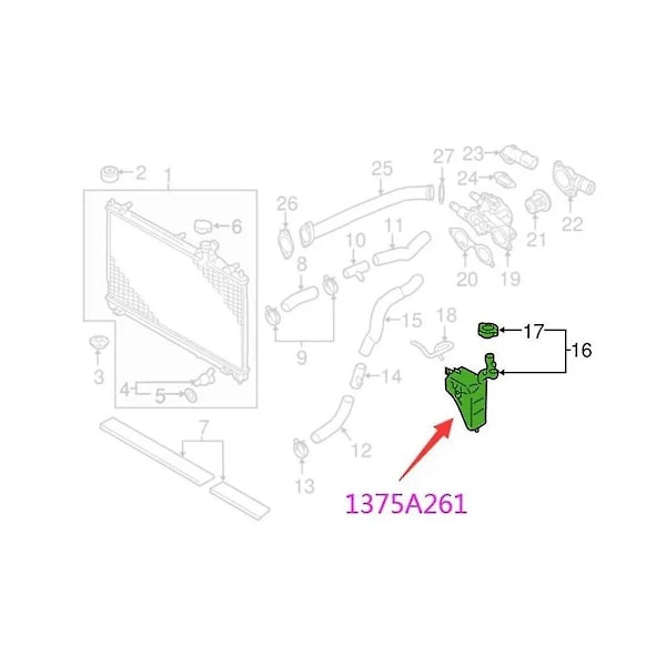 1375a261 1375a467 Radiator Kondensator Tank Assy Til III 2012-2016 GF2W GF3W GF7W GF8W GG2W