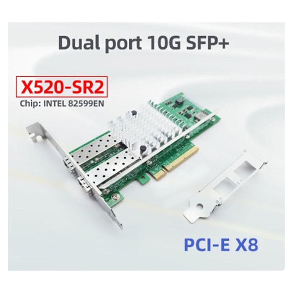 10 Gigabit Ethernet nettverkskort Pci Express X8 X520-sr1 Enkel/dobbel Sfp+-port nettverksadapter E10g