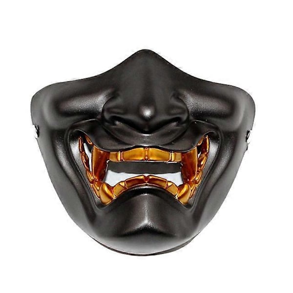 Ancient Japanese Monster Hannya Cosplay Mask Half Face Samurai Mask Halloween Masquerade Halloween Party Resin Masks Props