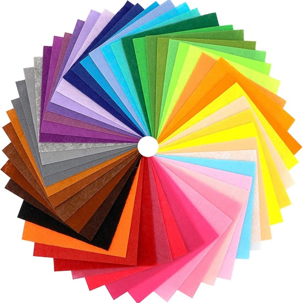 40 stk Filt stoff Firkanter DIY Håndverk Filt Håndverk Assorterte farger Tekstil Fuzzy Stoffer for Scrapbooks Sying