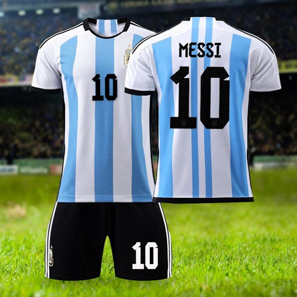 Fotbollströja och Shorts Set, Kortärmad Topp Sportkläder Argentina Hemmamatch Nr 10 Fotbollssports T-shirt Byxor Souvenir Present m