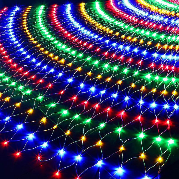 Wabjtam udendørs julelys, 96 lysdioder 59 fod X59 fod netlys, stik til 8 blinktilstande mesh lys
