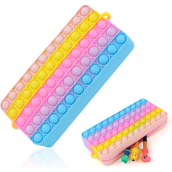 Pop it -setti, 3 in 1 Push Pop Bubble -lelulaukku, Fidget-lelulaukku, säädettävä hihna, hajuton silikoni, mukana 3 kaunista lyijykynän suojusta (Ombre Almond Cake)