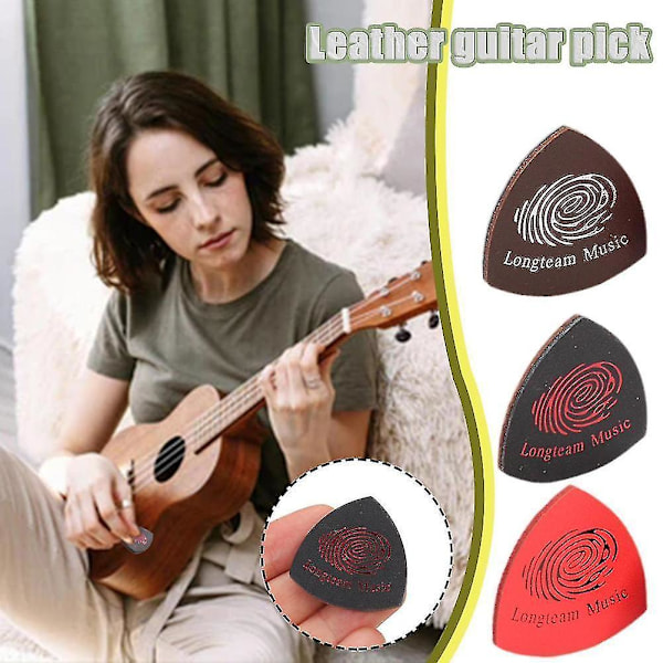 3pcs Genuine Leather Guitar Picks Ukulele Bass Plectrum Colorful Cowhide H2b5