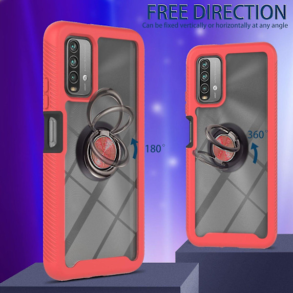 PC + TDual Protection Case med KickRing Holder til Xiaomi Poco M3/Xiaomi Redmi Note 9 4G/9 Power/9T