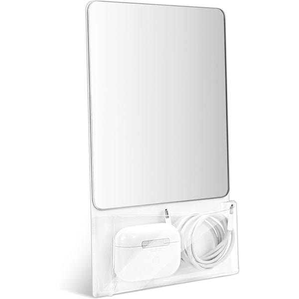 Magnetisk Skapspeil 17cm*14cm, Lite Glasspeil med Magnetisk Bakside, Egnet for / Skoleskap / Treningsskap / Kjøleskap - Hvit