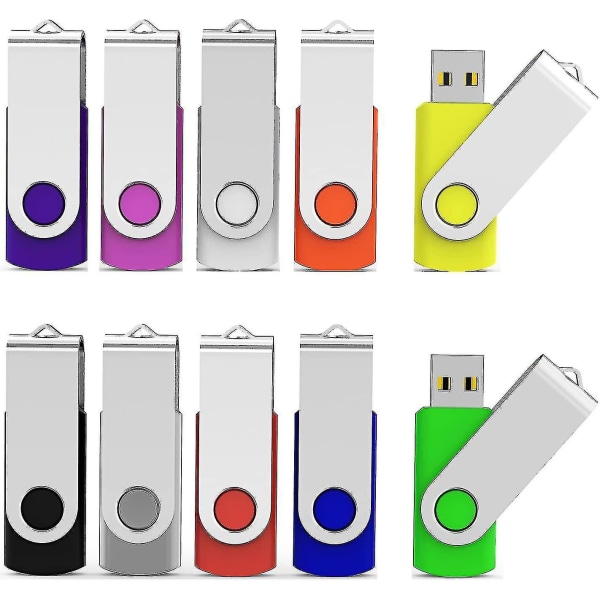 10pcs 16gb Flash Drive Pack, Usb Swivel Thumb Drive Bulk Usb Memory Stick Swivel Jump Drive For Data Storage