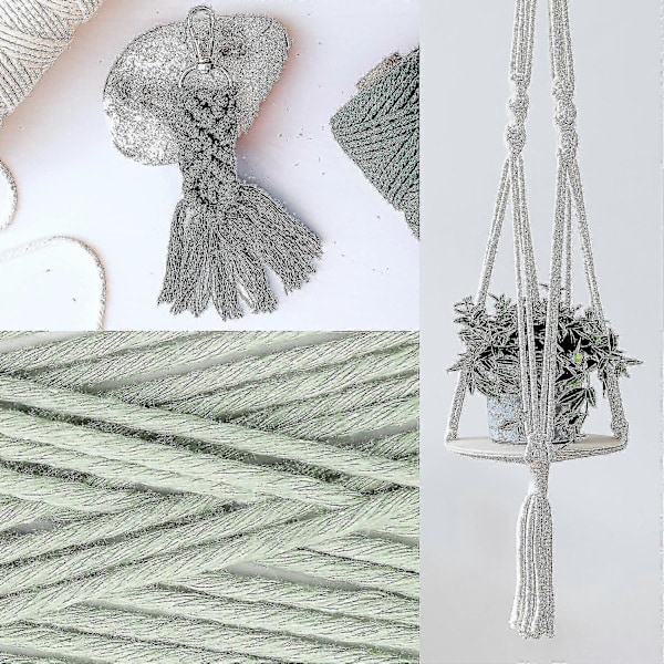 3 Färger Macrame Garn, Macrame Rep 3mm X 100m Naturligt Macrame Bomulls Garn, Naturligt Bomulls Snöre Flätad Rep DIY Väggbonad, Växt Hantverk Present Dekoration