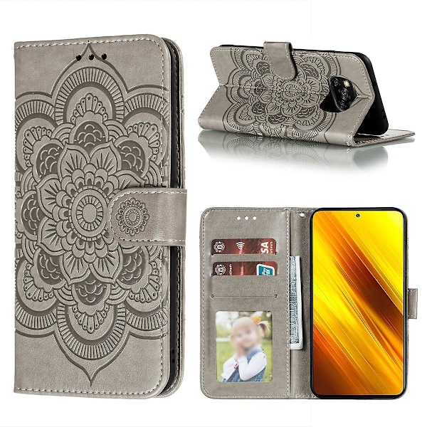 Imprint Mandala Læderbeskyttende Cover til Xiaomi Poco X3 NFC/Poco X3