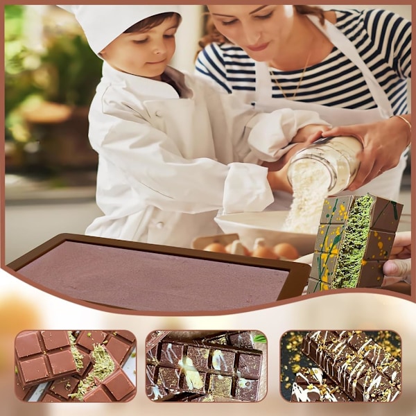 2-pack Djup Chokladkaksformar, Silikonformar för Choklad, Dubai Chokladkaksformar, Non-stick Chokladformar för Proteinrika Chokladbitar
