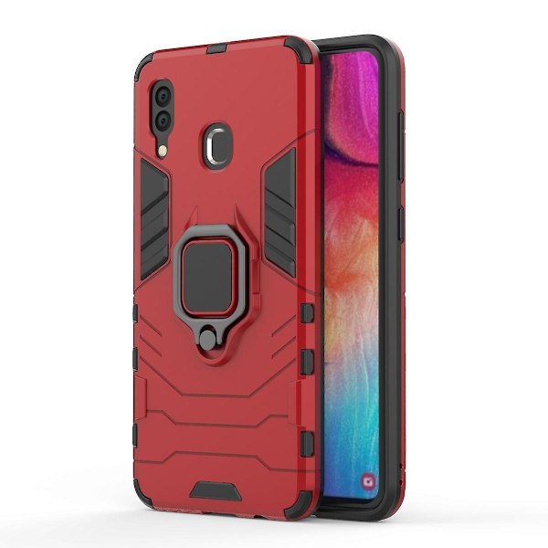 Cool Guard Ring Holder Kickstand PC TPU Hybrid Case för Samsung Galaxy A30/A20