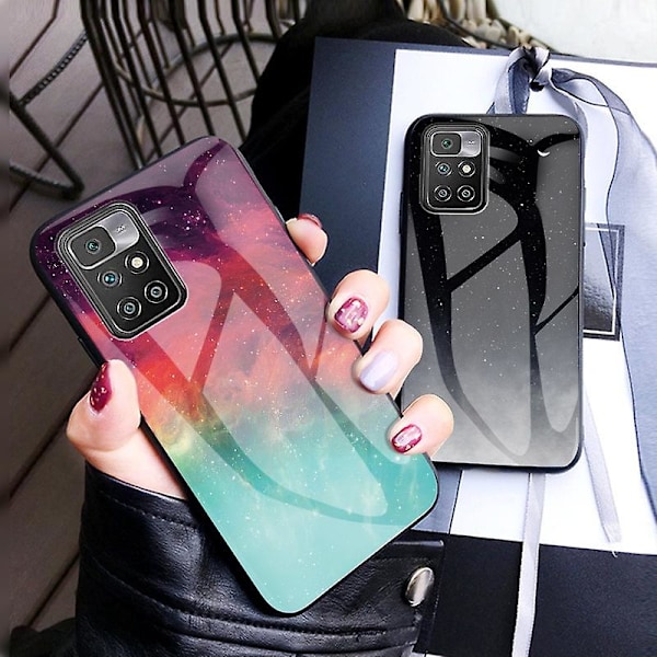 Let stjernehimmel hærdet glas hybrid telefon cover etui til Xiaomi Redmi 10 4G (2021)/10 2022 4G/Ikke