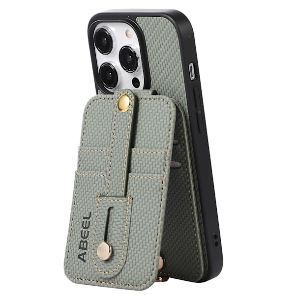 Phone Case For iPhone 15 Pro,RFID Blocking Card Holder Carbon Fiber Texture Cover with Kickstand