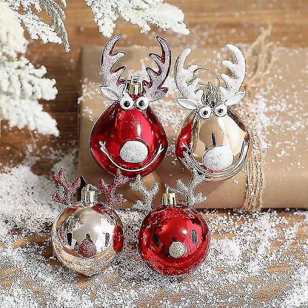 2pcs Elk Christmas Balls Ornaments Xmas Tree Hanging Bauble Pendant