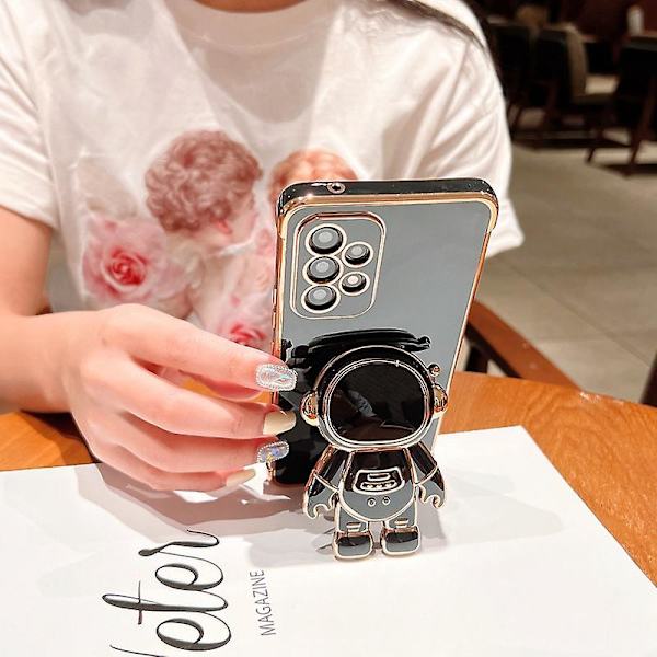 Plating Astronaut Stand Case för Samsung Galaxy S24 Ultra, Mjuk Tpu Anti-drop Protetcive Cover Med 3d Astronaut Dold Stativ