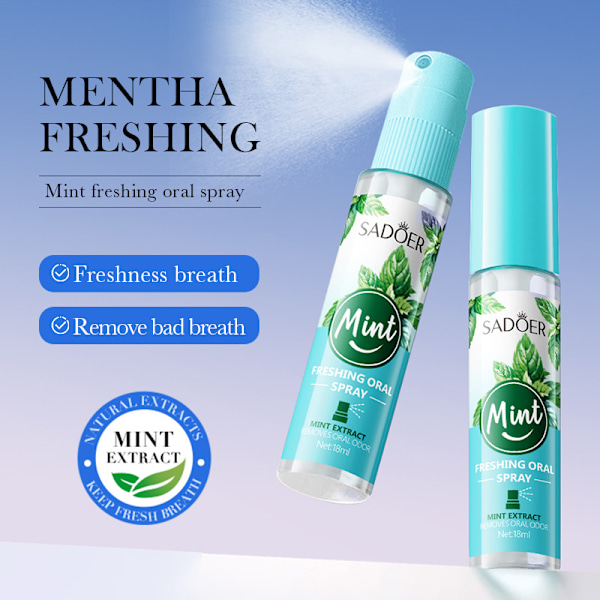 SADOER Mint Fresh Oral Spray fräschar upp andedräkten och tar bort dålig andedräkt