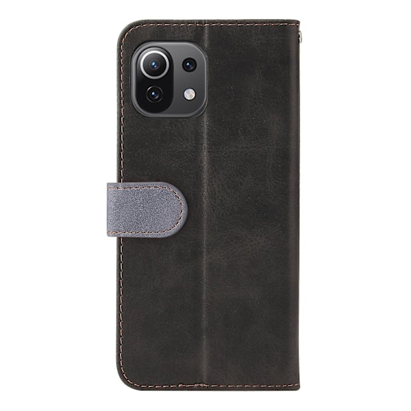 To-fargets sømdesign Business Style Magnetisk Myk PU Flip Cover Lommebok med Rem for Xiaomi Mi 11