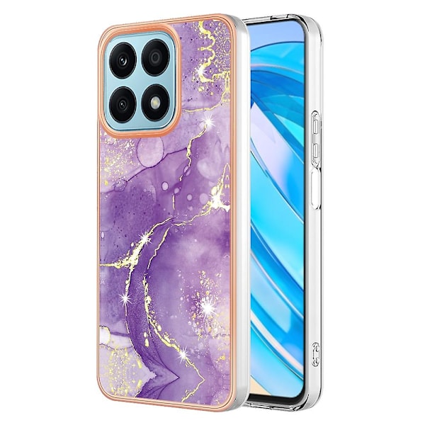 YB IMD Series-2 IMD Marble Pattern Phone Case for Honor X8a 4G,Electroplating Soft Phone Cover 002