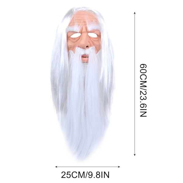 Halloween Dekor 3D Halloween Vit Hår Långhårig Gammal Man Peruk Mask Morfar Latex Mask Halloween Kostym Cosplay Fest Rekvisita