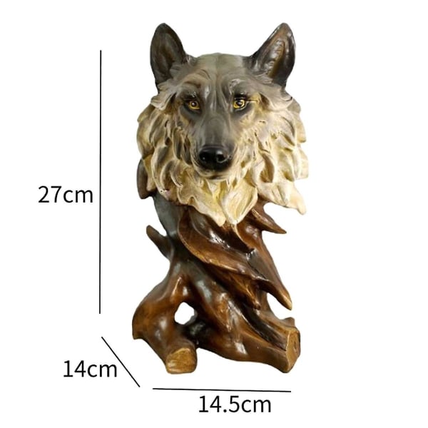 Suden päähahmo Suden pään rintakuva Käsinveistetty suden pään eläinpatsas Faux Taxidermy Forest Mountain Wildlife Veistos