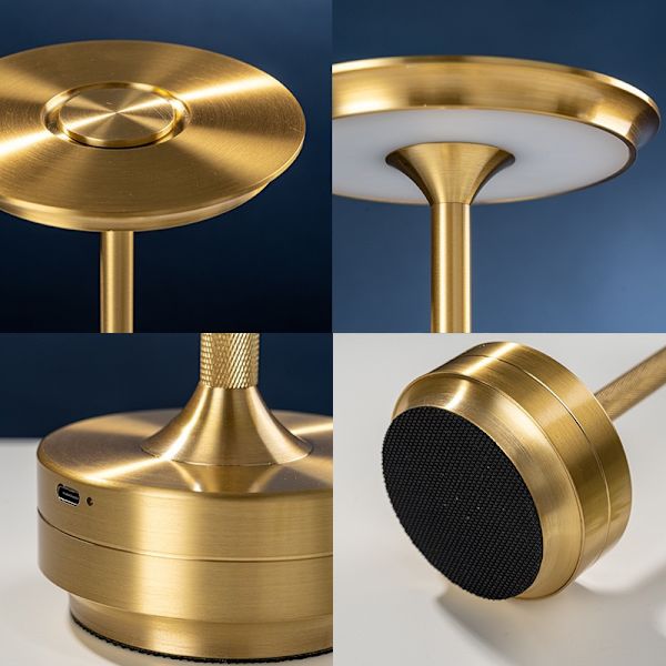 Ladeskrivebordlampe uten ledning, dimmbar, vanntett, metall, USB-ladbare skrivebordlampe - 1 stk - Gull