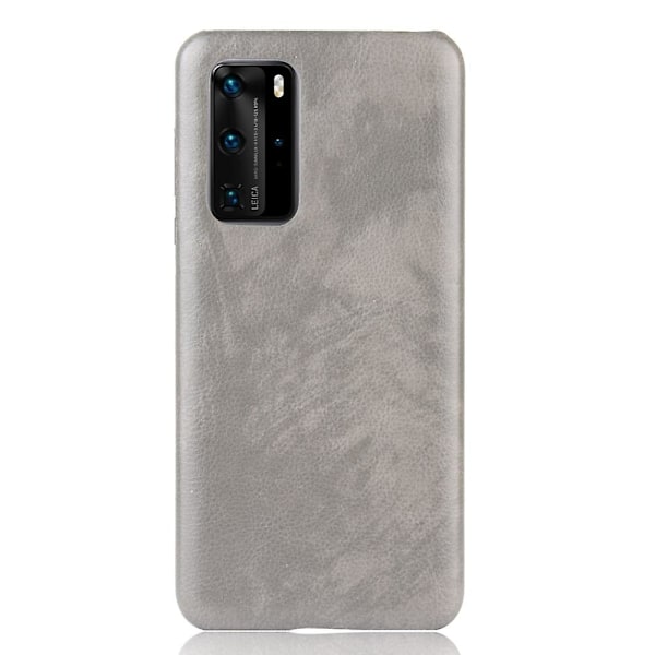 Litchi Skin Lærbelagt PC Bakdeksel for Huawei P40 Pro