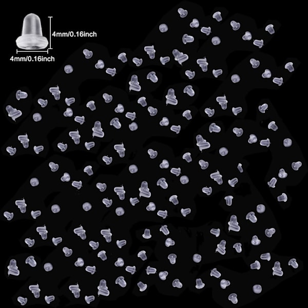 Silikoniset korvakorun taustat (500 kpl, koko 4 x 4 mm)