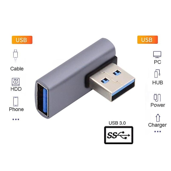 U3-018-LP 10 Gbps USB3.0 -urosliitin, jossa on uros- ja naarasliitin, 90 asteen kulmassa vasemmalle