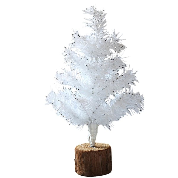 Mini juletræ til bordplade, hvide juletræer Lille juletræ med træbund til skrivebord Hjem juledekoration 30 cm