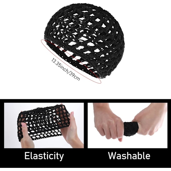 2 Pakning Hårnett Sovehette Hårnett Wrap Hette Lang Rett Krøllete Parykk Hodeplagg Mesh Wrap Heklet Bølge Kokkehatt Bun Løftestropper Kvinner Ballett