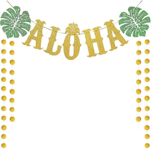 Wabjtam Hawaii Aloha Festdekoration Stor Gylden Skinnende Aloha Banner Til Luau Festartikler Gaver