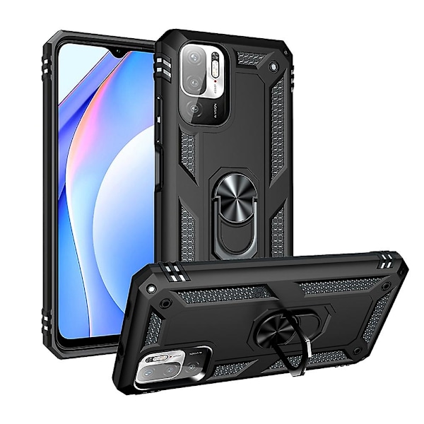 Anti-dråpe PC + TPU Combo Hybrid Telefondeksel med Ring Kickstand for Xiaomi Redmi Note 10 5G