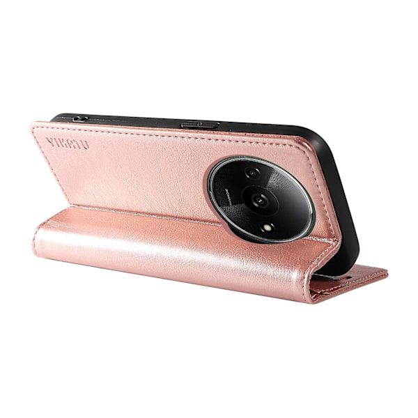 YIKATU YK-006 For Xiaomi Redmi A3 Veske Folio PU Lær Magnetisk Absorpsjon Telefondeksel - Rose Gold