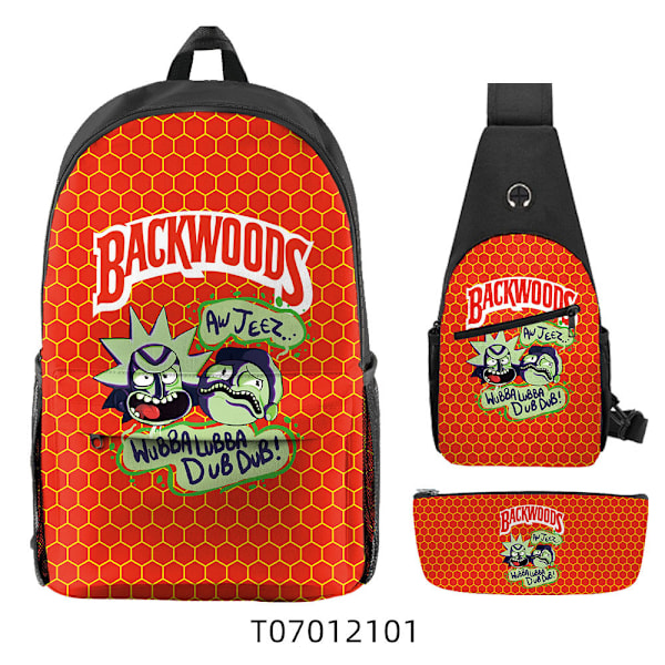 New cartoon BACKWOODS three-piece schoolbag for primary and secondary school students