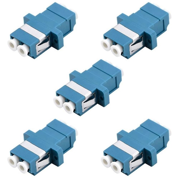Lc Fiberoptisk Adapter - Lc Til Lc Duplex Singlemode Coupler - 5 Pack - Blå