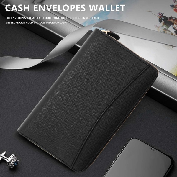 Allt-i-ett plånbokssystem för kontantkuvert med 12 budgetkuvert och 12 budgetblad för finansiell planerare