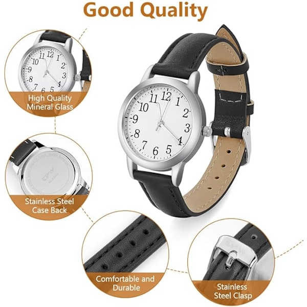 Dameure, analoge kvartsure til damer, stilfulde dameure, elegante ure med læderremme, armbåndsure til damer