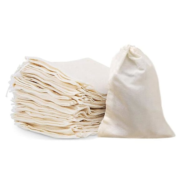 50 Pcs 4 x 6 Inches Cotton Muslin Bags, Reusable Drawstring Bags for Tea, Cheesecloth Sachet Bags f