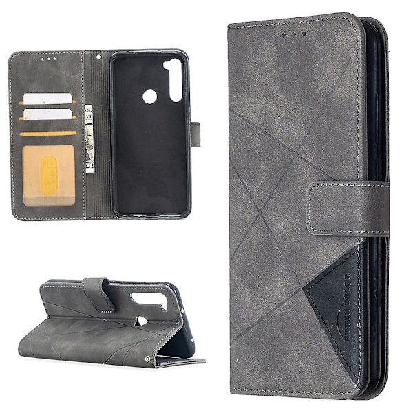 BF05 Geometric Texture Wallet Stand Leather Phone Shell for Xiaomi Redmi Note 8T