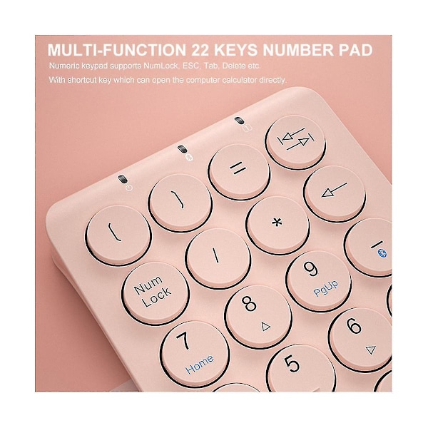 Langaton numeronäppäimistö Bluetooth-numeronäppäimistö Pyöreät näppäimet Numpad 22 näppäintä Latautuva numeronäppäimistö (valkoinen)