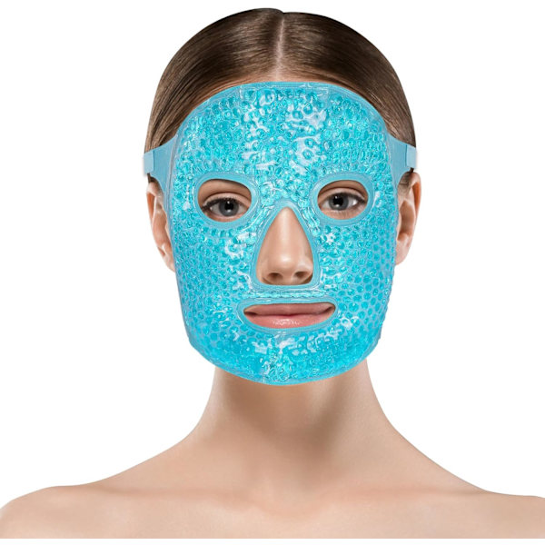 Kylmask, gelmask, kall ögonmask, återanvändbar varm och kall kompress gelmask för migränlindring, ögon- och ansiktsvård (blå)