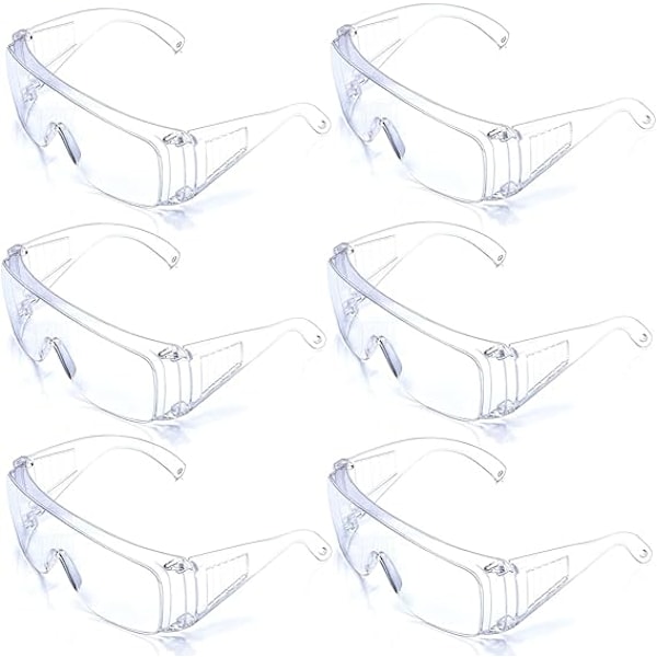 6 par beskyttelsesbriller sikkerhedsbriller arbejdsbriller transparente briller antidug og ridsefast egnet til laboratorie havebrug industri